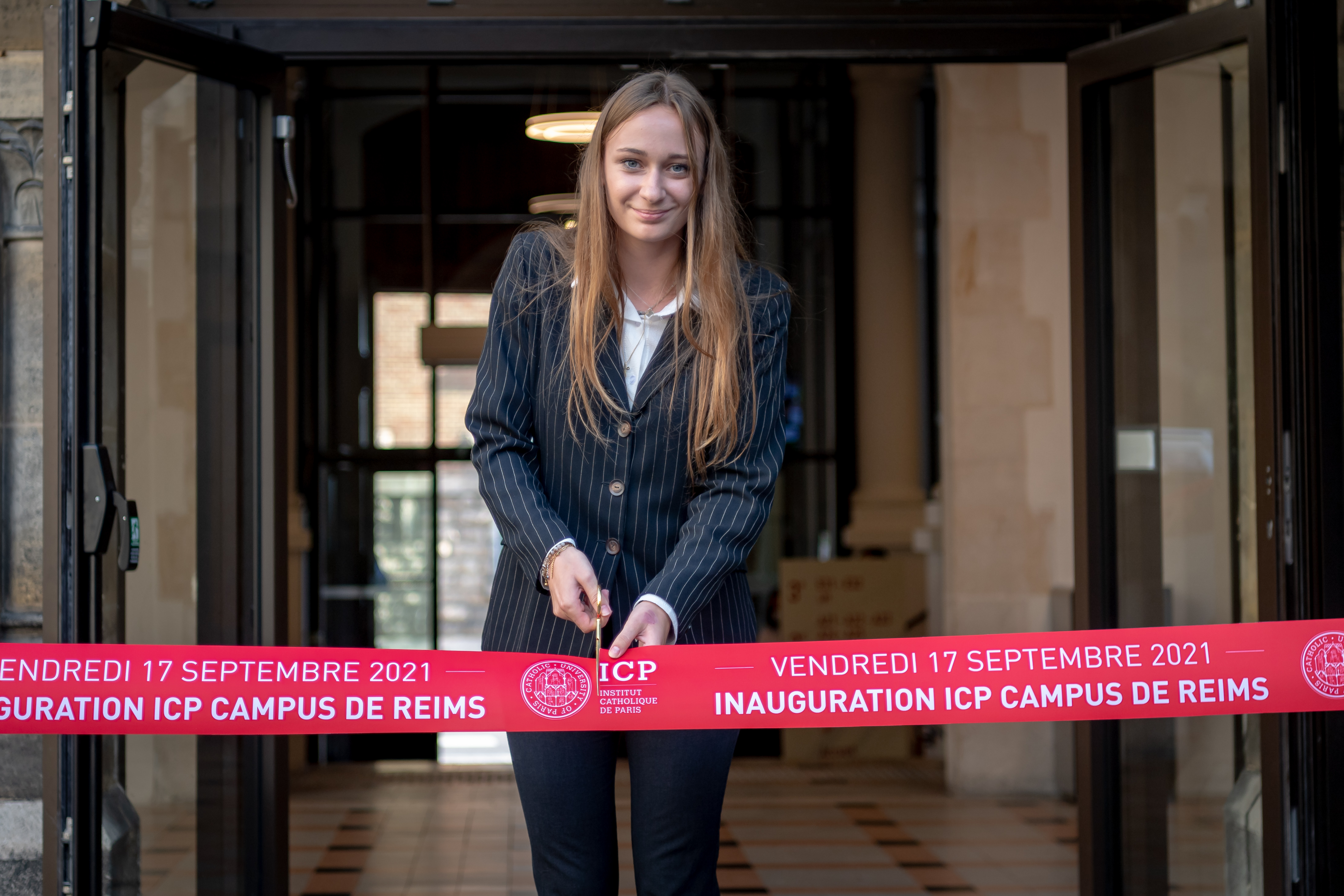 Clarisse Cousin lors du geste inaugural de l'inauguration du Campus de Reims